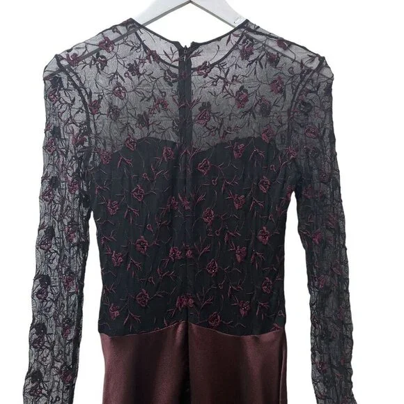 PAMELA DENNIS Couture Silk Evening Gown Sz 10 Formal Long Dress Burgundy Black - Picture 10 of 16